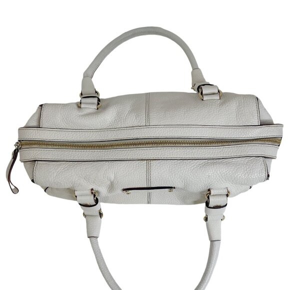 SOLD y2k Vintage Kate Spade White Pebbled Leather Baguette Bag Mini Duffle - Picture 4 of 14